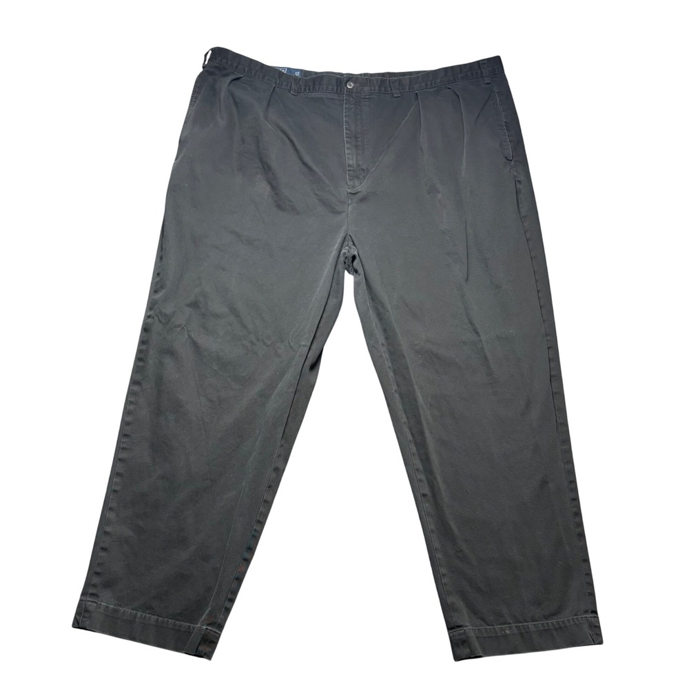 Polo Ralph Lauren Pant Men 48 Black‎ Andrew Pant Big Pleated Chino Cotton 48x28
